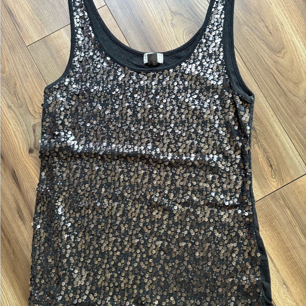 Old Navy Black and‎ Silver Sequin Tank Top